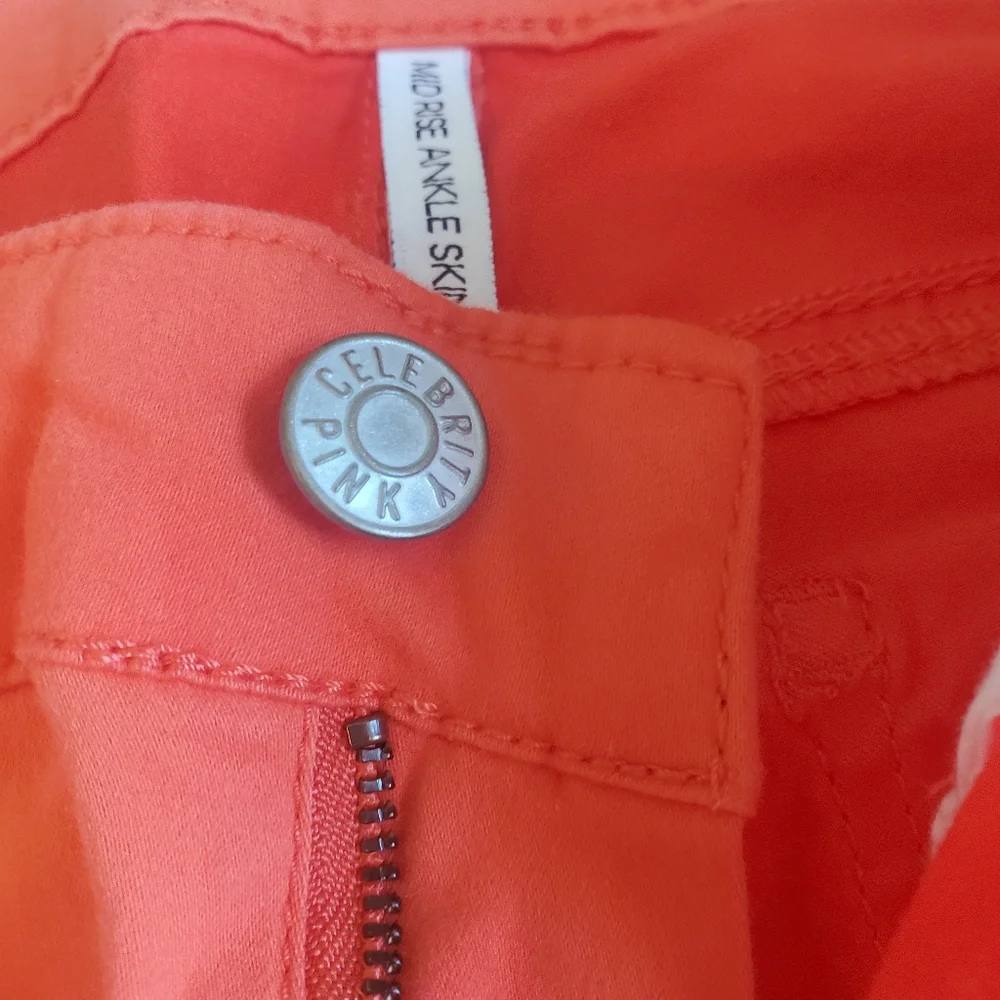 NWT celebrity Pink mid rise orange skinny pants size 11 - Picture 6 of 11